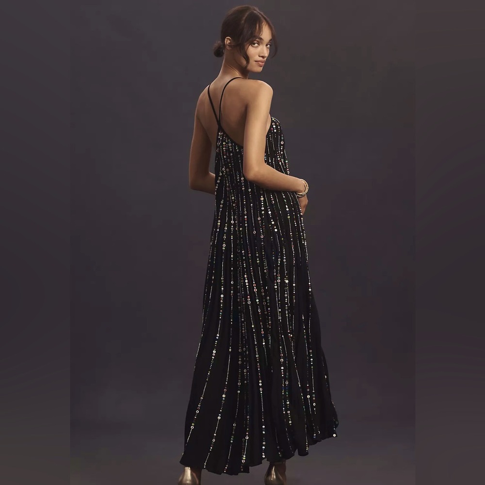 NWT Farm Rio Elegant Black Sequin Evening Gown